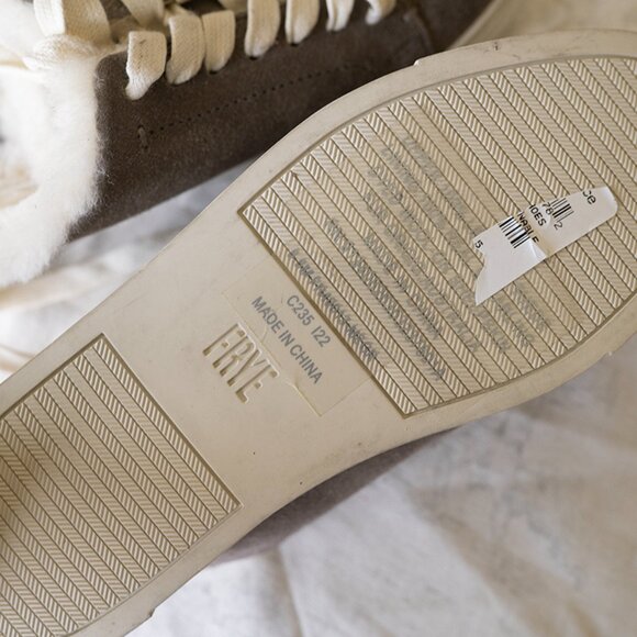 Frye Ivy Shearling Suede Medium Gray Mule Sneaker Size 5.5 New NWOB $200 Shoes - Picture 5 of 7